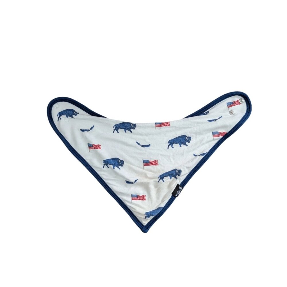 KYTE Bamboo Bib in Frontier | Blue Buffalo American Flag Print | 4th Of July